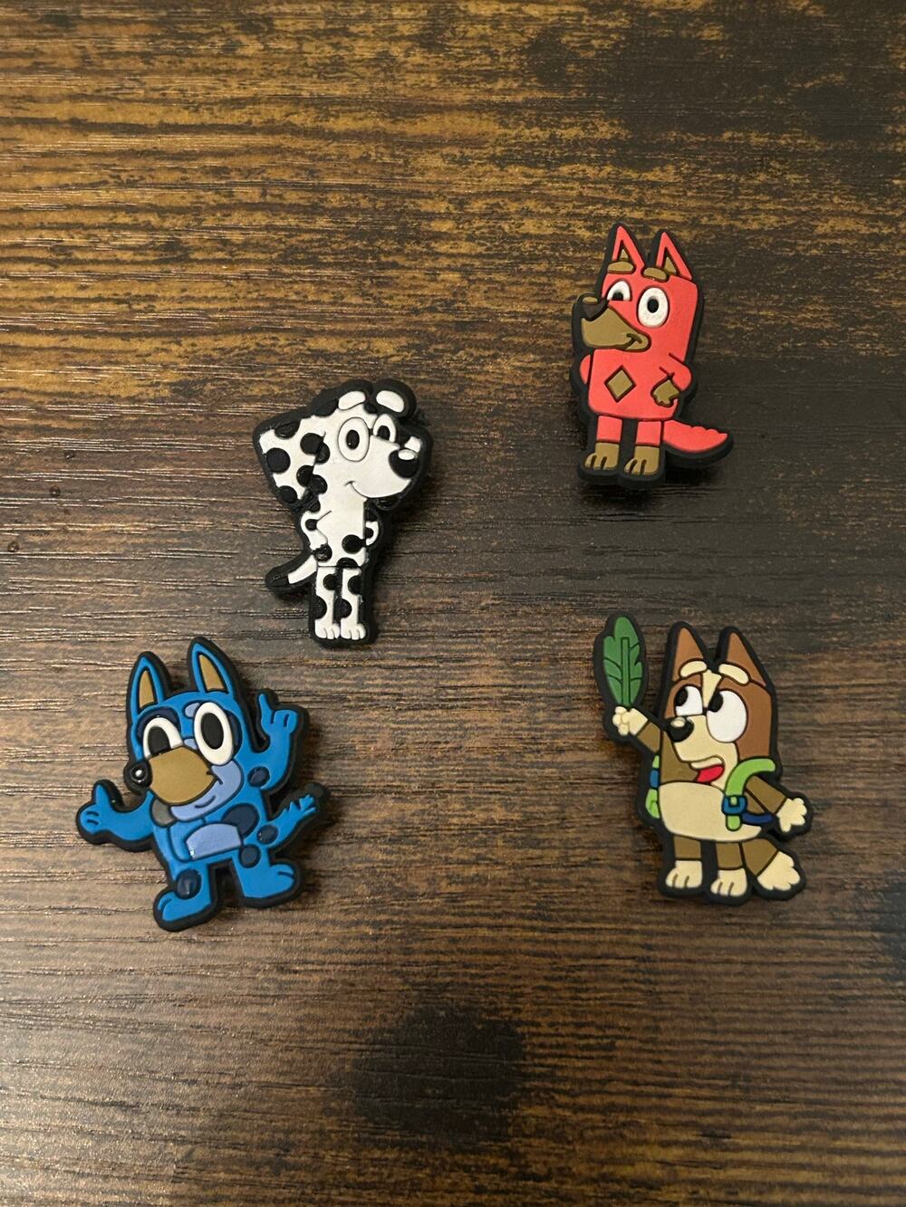 Bluey Jibbitz Croc Shoe Charms 4 Pack Bluey Rusty Socks Mackenzie Whimsical
